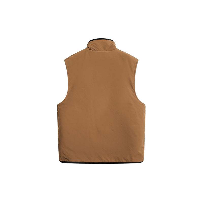 Unisex Padded Fleece Vest in Norwegian Design with Stand Collar and Two-Way Zipper Fashion Glam