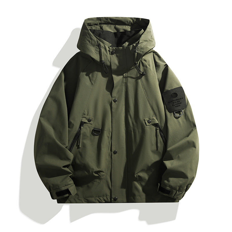 Men's Technical Oversized Field Jacket with water-repellent membrane, utility rings, and concealed snap button placket Fashion Glam