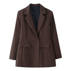 Women's tailored double-breasted blazer with patch pockets and Viennese seams Fashion Glam