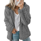 Women's fleece teddy jacket with hood, oversized cut and zipper Fashion Glam