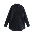 Women's Oversized Shirt Blouse made of Linen Blend with Dropped Shoulder and Chest Pocket Fashion Glam