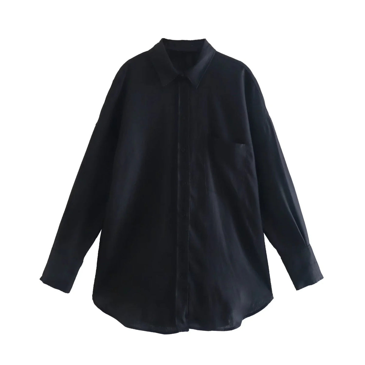 Women's Oversized Shirt Blouse made of Linen Blend with Dropped Shoulder and Chest Pocket Fashion Glam