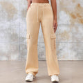 Women's High-Waisted Cargo Sweatpants with Wide Legs and Patch Pockets Fashion Glam