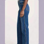 Women High-Waisted Straight-Leg Jeans with a Slight Flare and Five-Pocket Design Fashion Glam