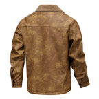 Men's vintage-inspired faux leather jacket with teddy lining and shirt collar Fashion Glam