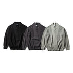 Unisex Oversized Knit Cardigan with Shawl Collar, Structure Mix and Button Placket Fashion Glam