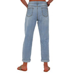 Ladies straight-cut jeans with colorful floral appliqués and light destruction details Fashion Glam
