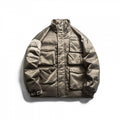 Unisex Padded Field Jacket in Boxy Cut with Multiple Pockets and Stand-Up Collar Fashion Glam
