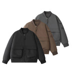 Unisex Short-Cut Utility Bomber Jacket with Large Front Pockets and Sleeve Organizer Fashion Glam
