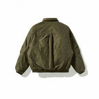 Men's lightly padded canvas field jacket with shirt collar, concealed seam detail appearance, and elastic waistband Fashion Glam