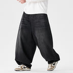 Men's extra-wide baggy jeans with a low crotch, relaxed low-crotch cut, and wide hem Fashion Glam