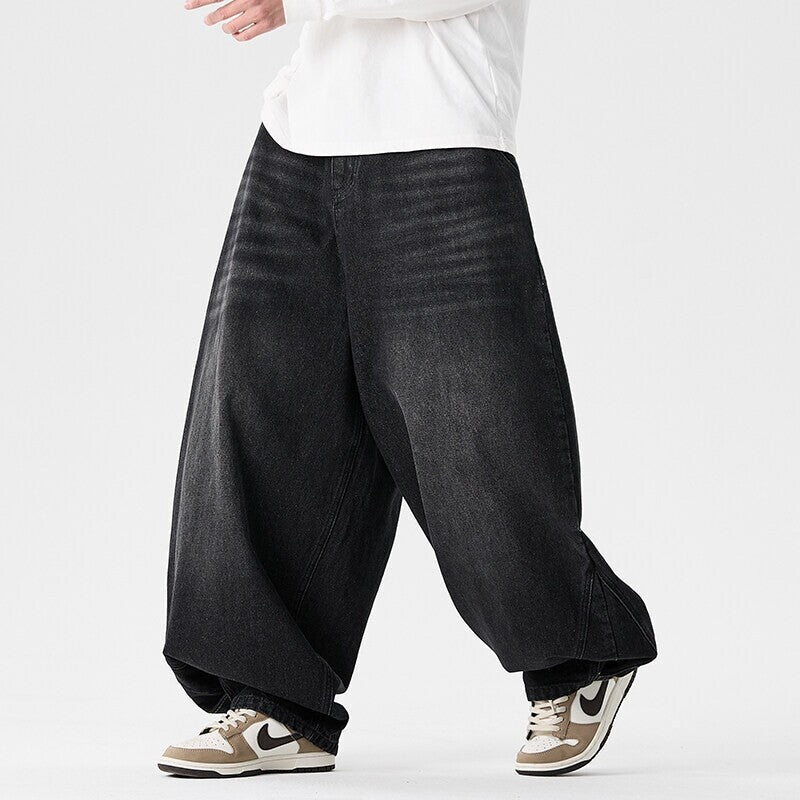 Men's extra-wide baggy jeans with a low crotch, relaxed low-crotch cut, and wide hem Fashion Glam