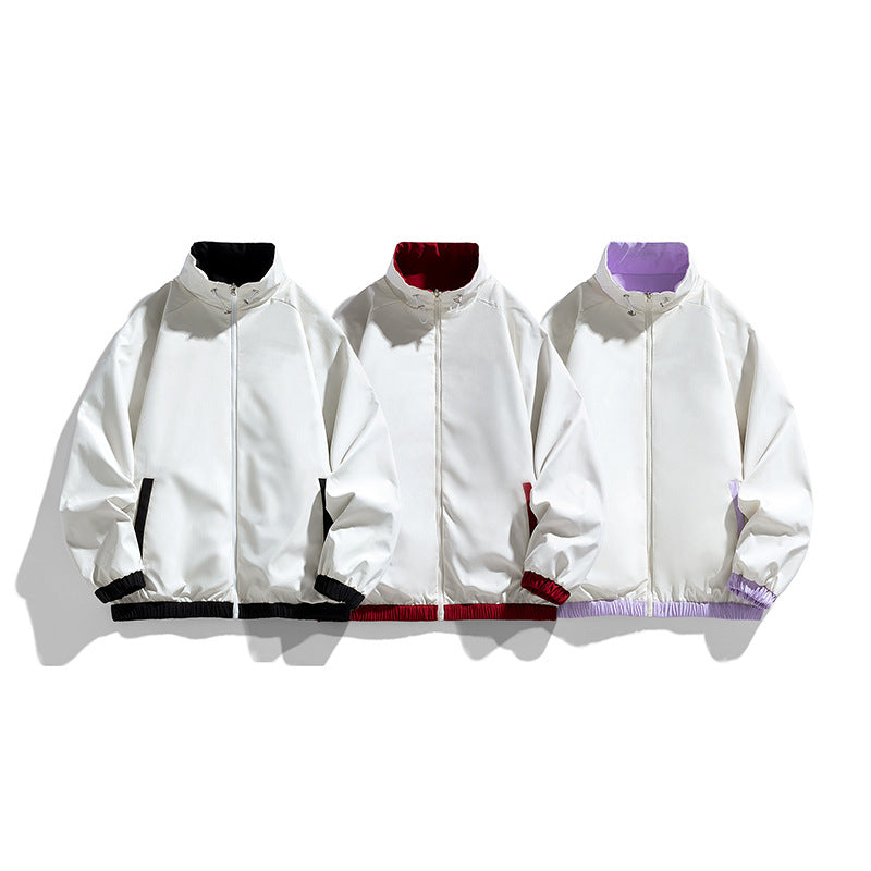 Ladies Lightweight Oversized Training Jacket with Stand-Up Collar, Contrast Stripes and Elastic Hem Fashion Glam