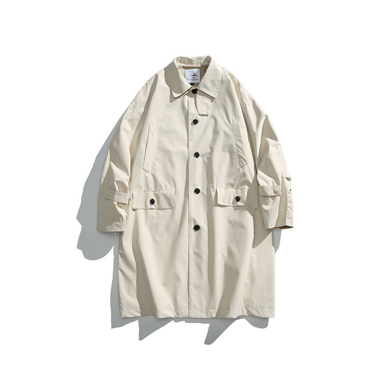 Men's oversized waterproof trench coat with stand collar and checked lining Fashion Glam