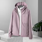 Women's lightweight waterproof softshell jacket with hood and chest zipper pocket Fashion Glam