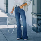 Women's vintage-inspired high-waisted flared jeans with sculpting seam details Fashion Glam