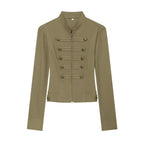 Ladies tailored field jacket in regimental style with stand-up collar and decorative stripes Fashion Glam
