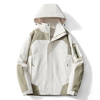 Men's technical softshell hooded jacket with contrast panels and zippered sleeve pocket Fashion Glam