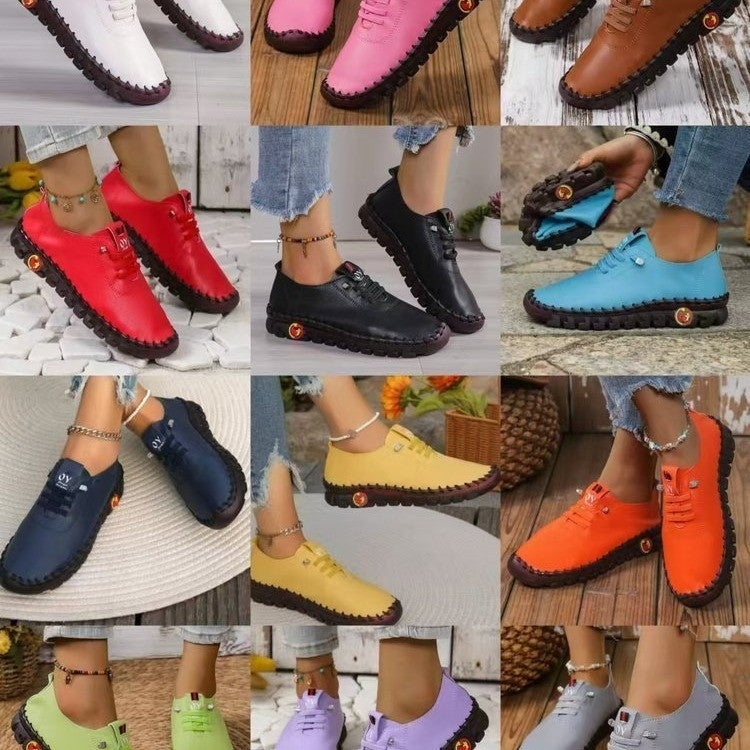 Women's lightweight, soft slip-on with hand-stitched rubber sole and elastic lacing Fashion Glam