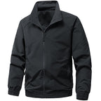 Men's Technical Microfiber Softshell Jacket in Bomber Style with Stand Collar and Zipper Pockets Fashion Glam