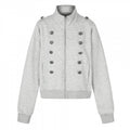 Unisex Sweat Jacket in Military Look with Double Button Placket Fashion Glam