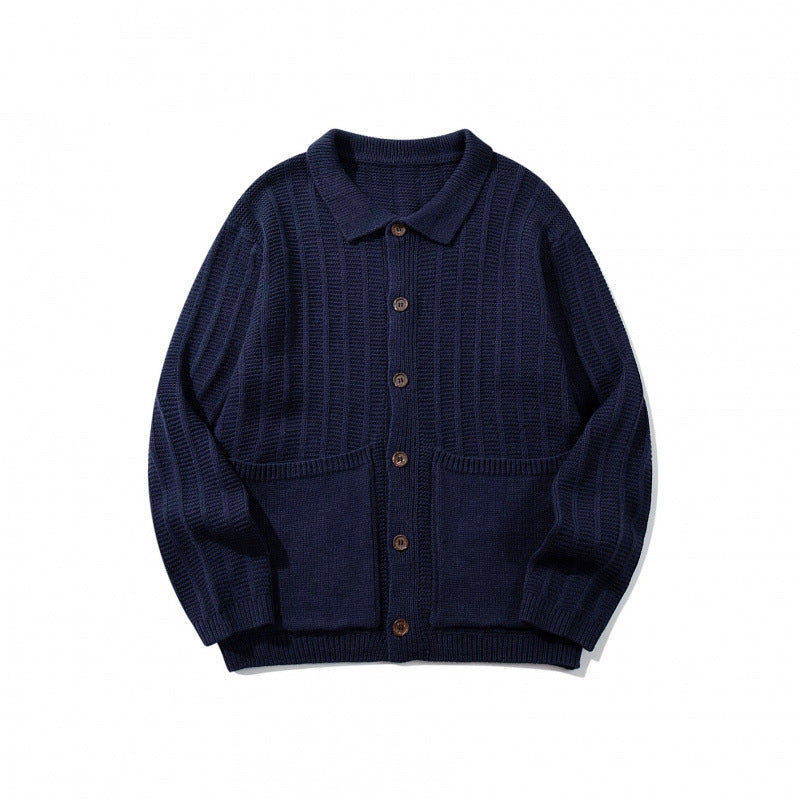 Unisex Chunky Knitted Shirt Jacket with Kent Collar, Button Placket and Patch Pockets Fashion Glam
