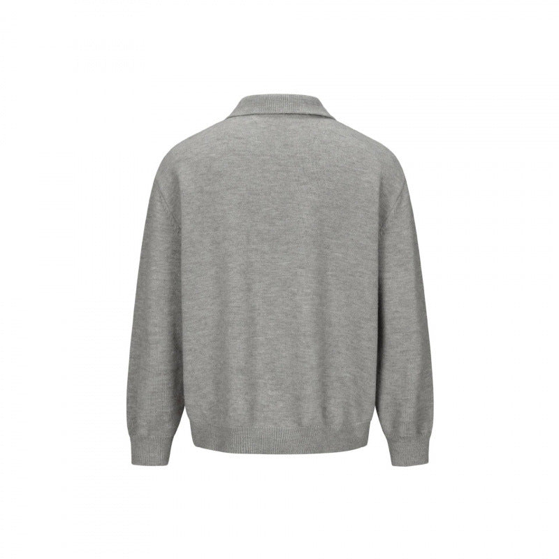 Men's knitted shirt jacket with shirt collar, full button placket and ribbed cuffs Fashion Glam