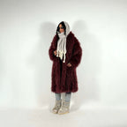 Women's Maxi Long Faux Fur Coat with Long Pile and Oversized Silhouette Fashion Glam