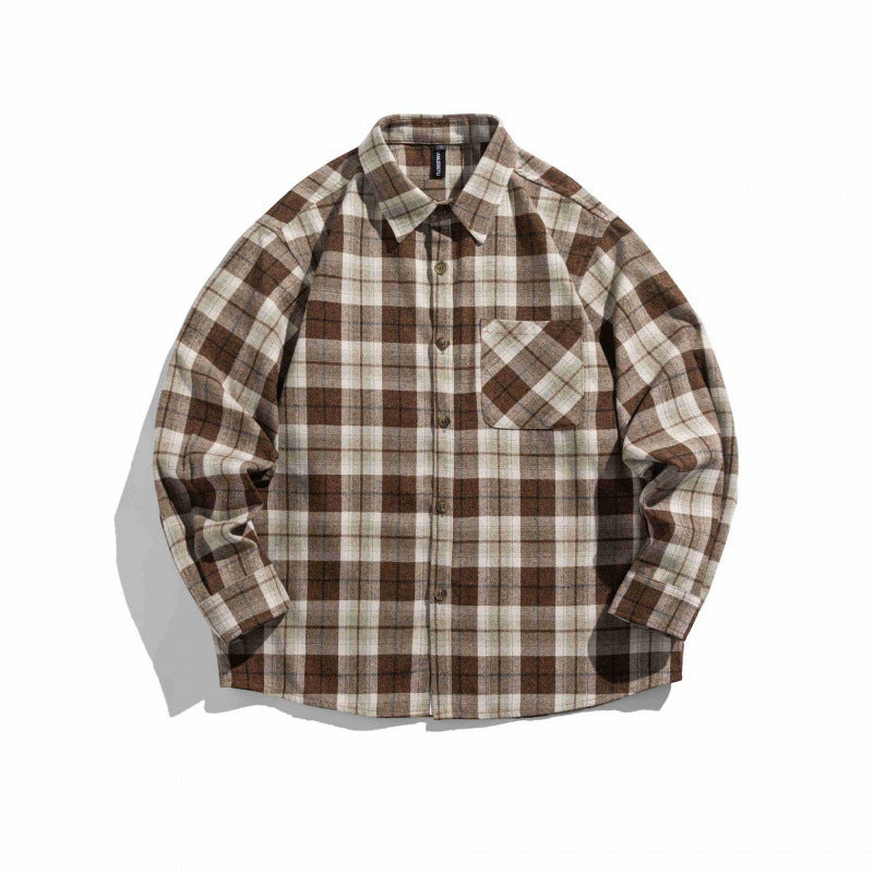 Unisex Boxy Checkered Flannel Shirt Jacket with Patch Chest Pocket and Soft Cotton Feel Fashion Glam