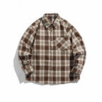 Unisex Boxy Checkered Flannel Shirt Jacket with Patch Chest Pocket and Soft Cotton Feel Fashion Glam