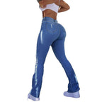 Ladies asymmetrical hip jeans with sculpting effect and slightly flared leg Fashion Glam