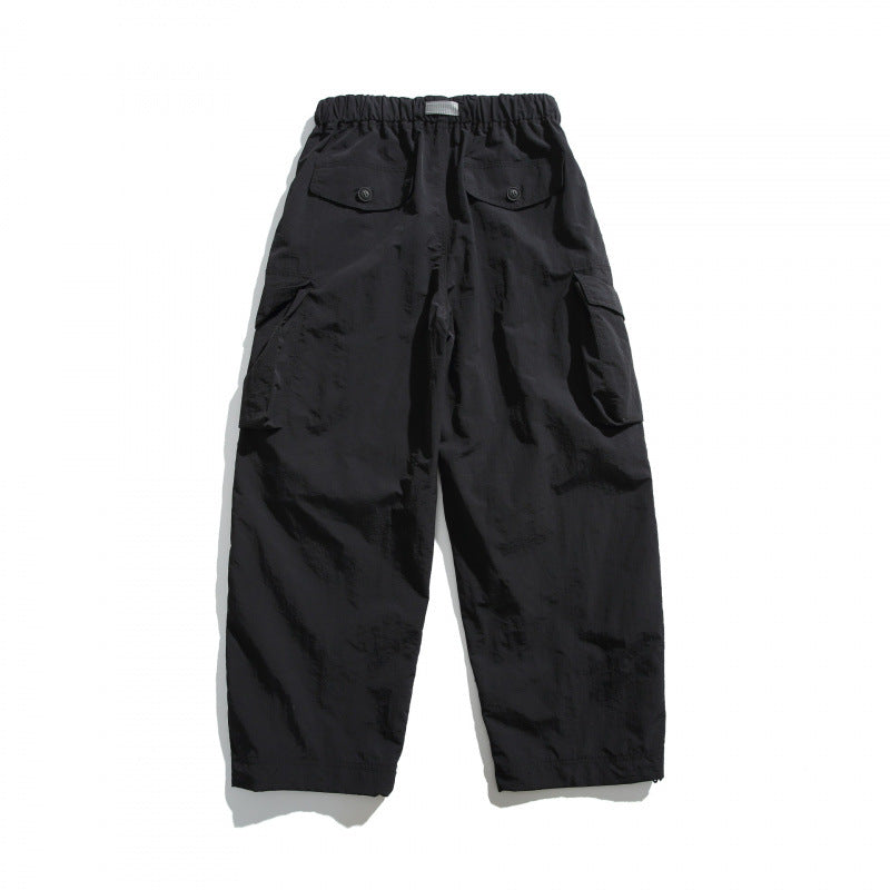 Men's Utility Cargo Pants with Wide Leg, Elastic Waistband and Multiple Pockets Fashion Glam