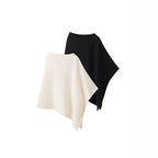 Ladies Asymmetric Fine Knit Poncho with Round Neck Fashion Glam
