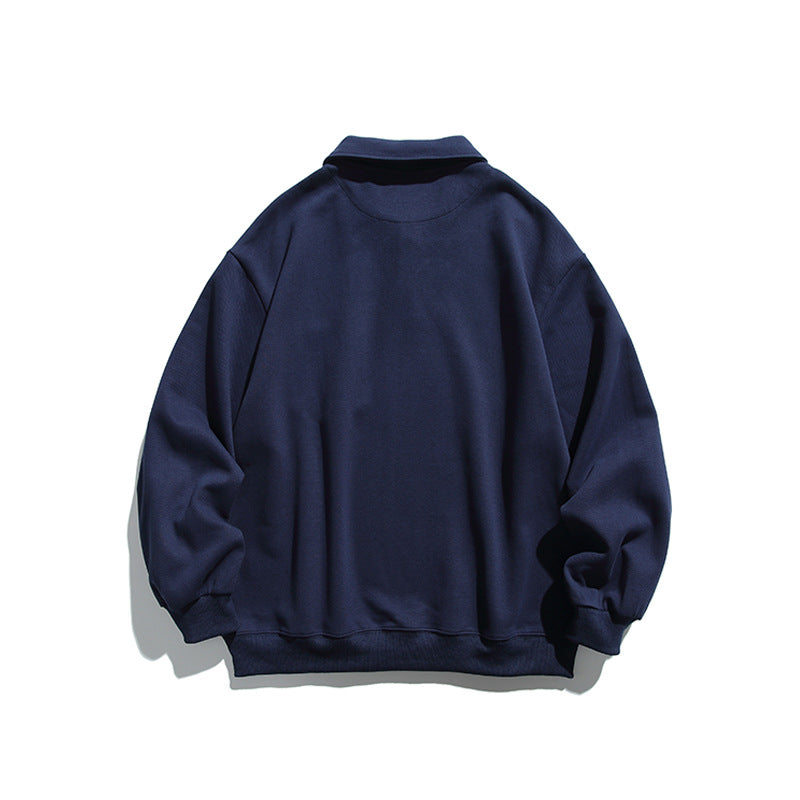 Unisex Oversize Polo Shirt Sweatshirt with Chest Pocket and Ribbed Hem Fashion Glam