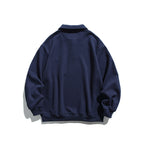 Unisex Oversize Polo Shirt Sweatshirt with Chest Pocket and Ribbed Hem Fashion Glam