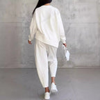 Women's Casual Two-Piece Lounge Set with Oversize Sweatshirt and Tailored Tapered Pants Fashion Glam