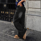 Ladies wide high-waisted denim jeans in baggy style with extra wide leg Fashion Glam