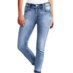 Women Slim Ankle Jeans with High Waist, Sculpting Stretch and Subtle Used Wash Fashion Glam