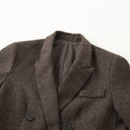 Women Double-breasted Oversized Tweed Blazer with Houndstooth Pattern Fashion Glam