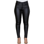 Ladies figure-hugging high-waist faux leather pants in skinny cut with five-pocket Fashion Glam