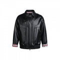 Men's faux leather blouson with check lining, zipper and elastic hem Fashion Glam