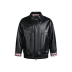 Men's faux leather blouson with check lining, zipper and elastic hem Fashion Glam