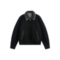 Men's Boxy Bomber Jacket with Teddy Collar, Lined Pockets and Elastic Hem Fashion Glam