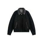 Men's Boxy Bomber Jacket with Teddy Collar, Lined Pockets and Elastic Hem Fashion Glam