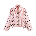 Women's Lightweight Windbreaker with Stand Collar, Ties and Drawstring Fashion Glam