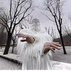 Men's Statement Faux Fur Jacket with Long Shaggy Sleeves and Asymmetrical Zipper Fashion Glam