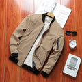 Men's Lightweight Bomber Jacket with Arm Pocket, Zipper and Ribbed Hem Fashion Glam