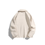 Men's Casual Worker Jacket in Boxy Cut with Concealed Snap Button Placket and Slanted Pockets Fashion Glam