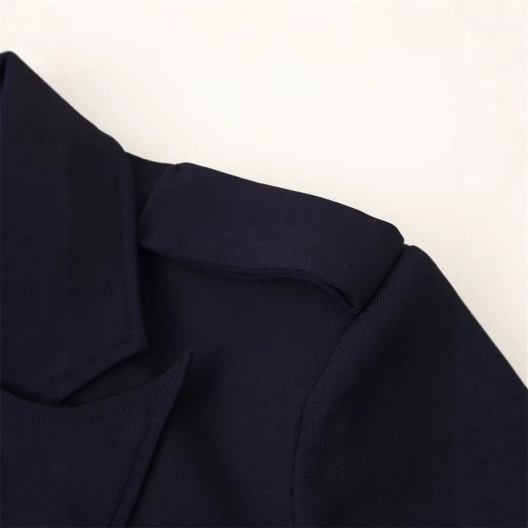 Women Double-breasted Field Blazer with large flap pockets and shoulder epaulets Fashion Glam