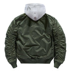 Men's bomber jacket with removable hood inner lining and quilted thermal insulation Fashion Glam
